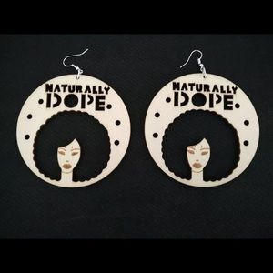 Naturally Dope African Afro Wooden Earrings